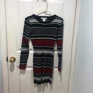 Striped Long Sleeve Bodycon Sweater Dress